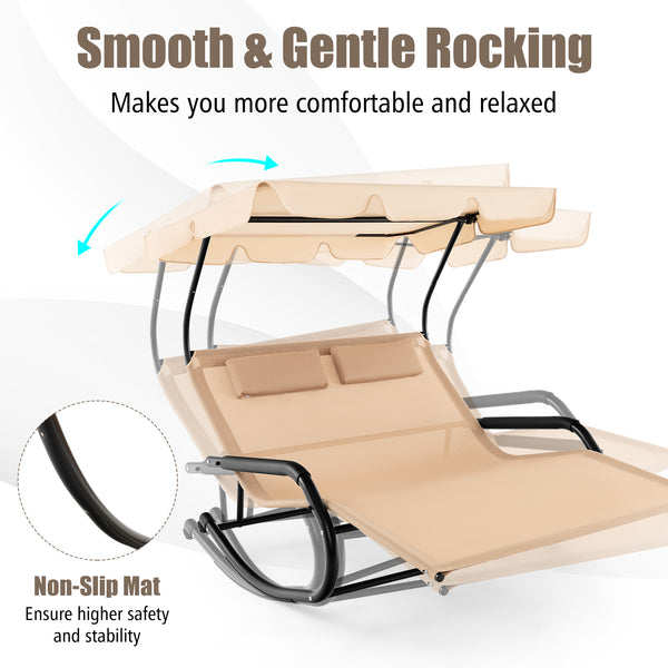 Installation Videoï¼šhttps://drive.google.com/file/d/1wRWAhNM1d0CN-qxasu8coJ0pruNhCKZO/view?usp=sharing <br>78" x 51" spacious relaxing area for 2 people<br>Ergonomic seat with soft head pillows for optimal comfort<br>Gentle rocking design makes you enjoy