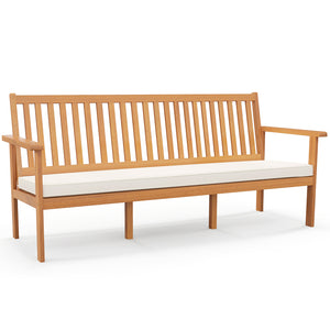 Extra wide bench seats up to 3 people at the same time<br>Withstand 1200 lbs heavy weight<br>High-quality acacia wood brings more elegance and durability<br>Sit with more coziness with the ergonomic seat<br>Soft seat cushion makes you more comfortable<br>