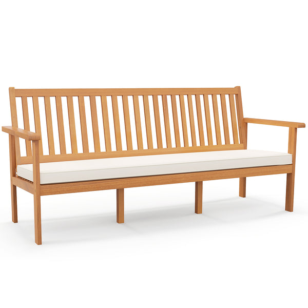 Extra wide bench seats up to 3 people at the same time<br>Withstand 1200 lbs heavy weight<br>High-quality acacia wood brings more elegance and durability<br>Sit with more coziness with the ergonomic seat<br>Soft seat cushion makes you more comfortable<br>