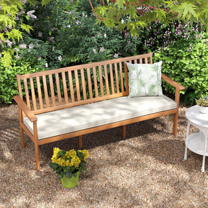 Extra wide bench seats up to 3 people at the same time<br>Withstand 1200 lbs heavy weight<br>High-quality acacia wood brings more elegance and durability<br>Sit with more coziness with the ergonomic seat<br>Soft seat cushion makes you more comfortable<br>