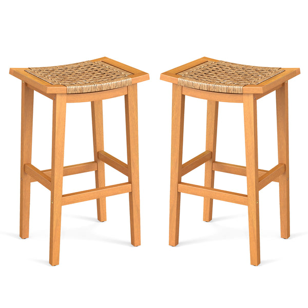 Solid acacia wood for high hardness and natural beauty<br>Ensure a smooth touch thanks to the splinter-free surface<br>Provide a sturdy foundation to hold up to 360 lbs per stool<br>Adjustable foot pads for additional stability<br>Offer ergonomic support 