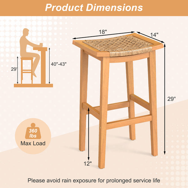 Solid acacia wood for high hardness and natural beauty<br>Ensure a smooth touch thanks to the splinter-free surface<br>Provide a sturdy foundation to hold up to 360 lbs per stool<br>Adjustable foot pads for additional stability<br>Offer ergonomic support 