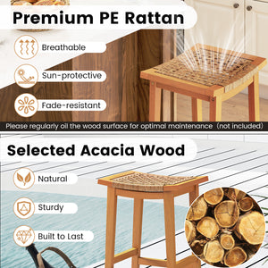 Solid acacia wood for high hardness and natural beauty<br>Ensure a smooth touch thanks to the splinter-free surface<br>Provide a sturdy foundation to hold up to 360 lbs per stool<br>Adjustable foot pads for additional stability<br>Offer ergonomic support 