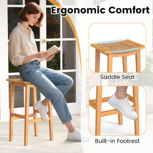 Solid acacia wood for high hardness and natural beauty<br>Ensure a smooth touch thanks to the splinter-free surface<br>Provide a sturdy foundation to hold up to 360 lbs per stool<br>Adjustable foot pads for additional stability<br>Offer ergonomic support 