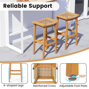 Solid acacia wood for high hardness and natural beauty<br>Ensure a smooth touch thanks to the splinter-free surface<br>Provide a sturdy foundation to hold up to 360 lbs per stool<br>Adjustable foot pads for additional stability<br>Offer ergonomic support 