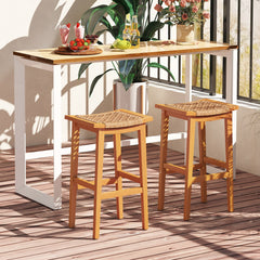 Solid acacia wood for high hardness and natural beauty<br>Ensure a smooth touch thanks to the splinter-free surface<br>Provide a sturdy foundation to hold up to 360 lbs per stool<br>Adjustable foot pads for additional stability<br>Offer ergonomic support 