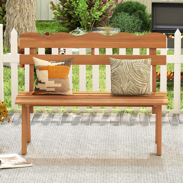 Combine natural beauty with sturdy comfort with solid acacia wood<br>Splinter-free surface for a smooth and safe touch<br>Comfortable space for 2 with ergonomic backrest and slatted  contoured seat<br>Ensure reliable support for daily use with sturdy cons