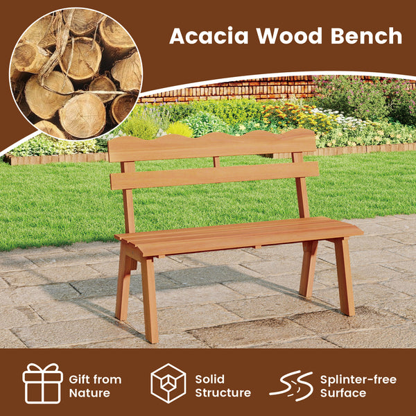 Combine natural beauty with sturdy comfort with solid acacia wood<br>Splinter-free surface for a smooth and safe touch<br>Comfortable space for 2 with ergonomic backrest and slatted  contoured seat<br>Ensure reliable support for daily use with sturdy cons