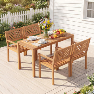 Premium acacia wood for a natural and long-lasting outdoor appearance<br>Reinforced wood frame provides dependable performance for extended use<br>Wide seat for promoting airflow and maintaining comfortable seating<br>Inclined backrest provides ergonomic 