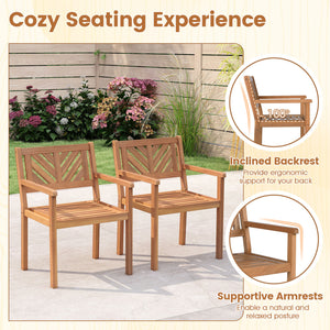 Premium acacia wood for a natural and long-lasting outdoor appearance<br>Reinforced wood frame provides dependable performance for extended use<br>Wide seat for promoting airflow and maintaining comfortable seating<br>Inclined backrest provides ergonomic 