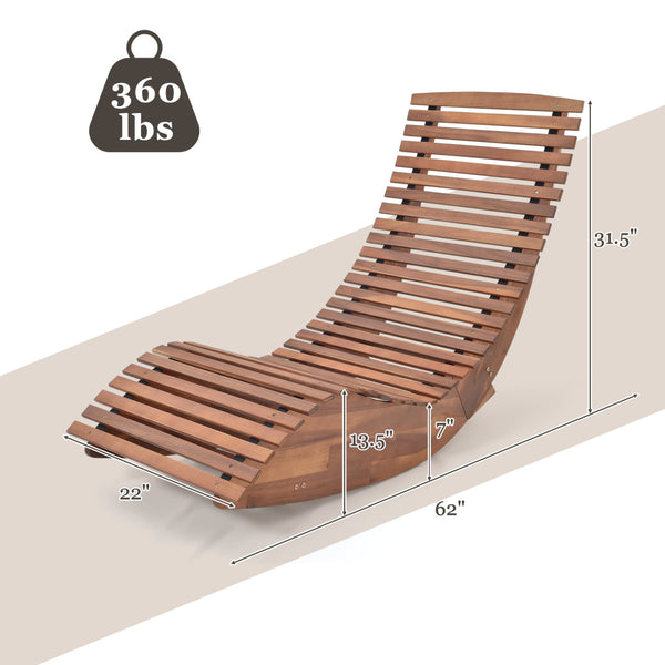 Enjoy pure relaxation by gently rocking back and forth<br>The bottom stoppers keep balance while rocking<br>High-quality acacia wood for strong stability and high durability<br>Enjoy spacious and breathable seating with widened and slatted seat<br>The hig