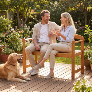 Seats up to 2 people comfortably for shared outdoor moments<br>800 lbs max weight capacity with a robust and sturdy construction<br>Natural acacia wood frame resists cracking for longer-lasting use<br>Smooth rounded edges improve comfort with a smoother t