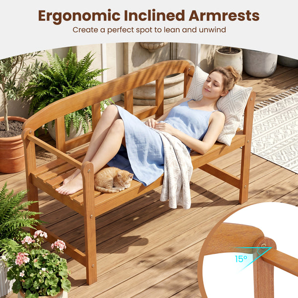 Seats up to 2 people comfortably for shared outdoor moments<br>800 lbs max weight capacity with a robust and sturdy construction<br>Natural acacia wood frame resists cracking for longer-lasting use<br>Smooth rounded edges improve comfort with a smoother t