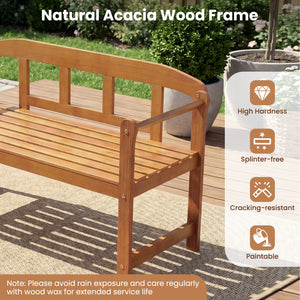 Seats up to 2 people comfortably for shared outdoor moments<br>800 lbs max weight capacity with a robust and sturdy construction<br>Natural acacia wood frame resists cracking for longer-lasting use<br>Smooth rounded edges improve comfort with a smoother t