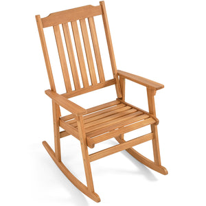 Acacia wood combines lasting strength with natural appeal<br>Soothing rocking enhances your outdoor relaxation moments<br>Perfect option for your reading  sunbathing or relaxing outdoors<br>Stable construction supports up to 400 lbs reliably<br>Slatted hi
