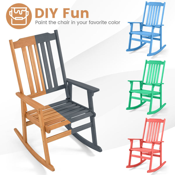 Acacia wood combines lasting strength with natural appeal<br>Soothing rocking enhances your outdoor relaxation moments<br>Perfect option for your reading  sunbathing or relaxing outdoors<br>Stable construction supports up to 400 lbs reliably<br>Slatted hi