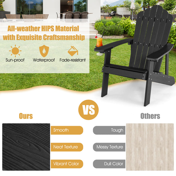 All weather and solid HIPS can last for a long time in outdoors<br>Wide seat provides comfortable sitting experience <br>Equipped with ergonomic armrests to relax your arms<br>High slanted backrest fits the curve of the human back<br>304 stainless steel s
