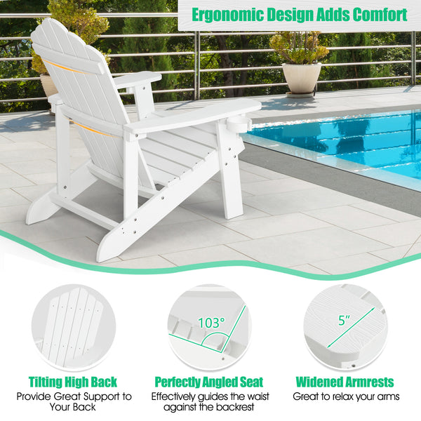 All weather and solid HIPS can last for a long time in outdoors<br>Wide seat provides comfortable sitting experience <br>Equipped with ergonomic armrests to relax your arms<br>High slanted backrest fits the curve of the human back<br>304 stainless steel s