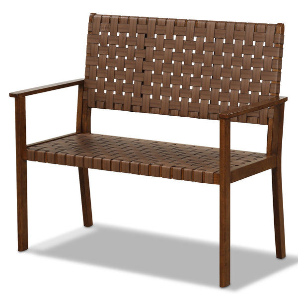 Wide sitting area supports 2 people comfortably<br>Hand-woven PU leather for aesthetic and durability<br>Premium rubber wood frame for overall steadiness<br>Ergonomic backrest and armrests for upgraded coziness<br>Reinforced crossbars and anti-slip foot p