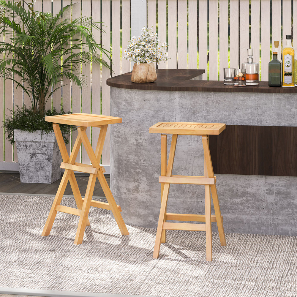 Crafted from teak wood that is high-strength  splinter-free and long-lasting<br>Stable x-shaped frame enhances the overall capacity<br>Ergonomic saddle seat is crafted for maximum comfort<br>Built-in footrest allows for a relaxed seating posture<br>Foldin