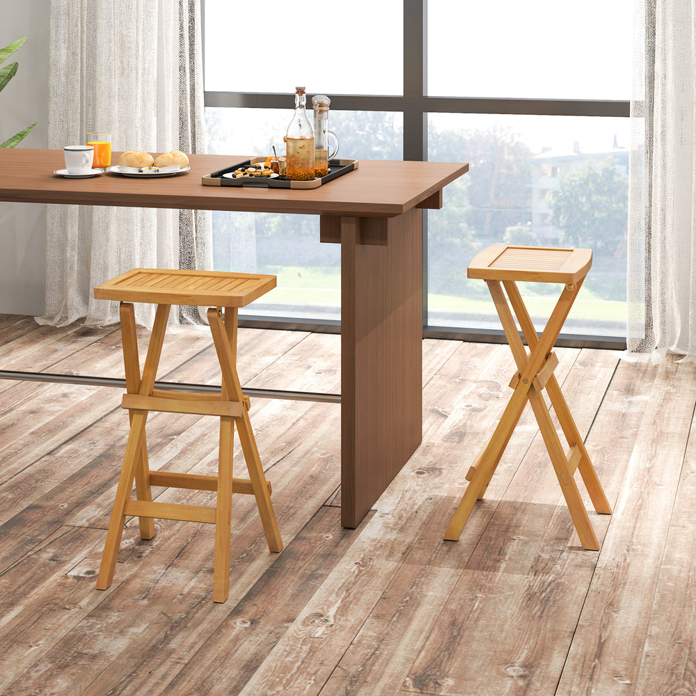 Crafted from teak wood that is high-strength  splinter-free and long-lasting<br>Stable x-shaped frame enhances the overall capacity<br>Ergonomic saddle seat is crafted for maximum comfort<br>Built-in footrest allows for a relaxed seating posture<br>Foldin