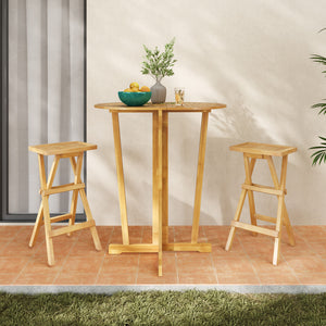 Crafted from teak wood that is high-strength  splinter-free and long-lasting<br>Stable x-shaped frame enhances the overall capacity<br>Ergonomic saddle seat is crafted for maximum comfort<br>Built-in footrest allows for a relaxed seating posture<br>Foldin