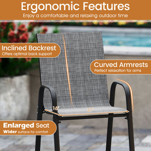 Selected fabric is breathable  sun-protective  tear-proof  and anti-fading<br>Designed with an inclined backrest that offers optimal back support<br>Curved armrests ensure perfect relaxation for arms<br>Boasts an enlarged seat  which features a wider surf