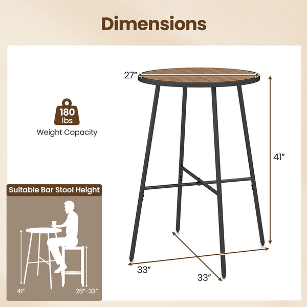 The 41" height is ideal for comfortable standing or bar stool seating<br>The acacia wood combines elegant natural grain with long-lasting performance<br>Ensure a smooth and safe touch thanks to the splinter-free surface<br>Offer reliable strength and dura