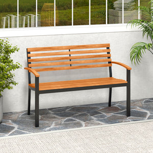 Made of high-quality acacia wood for long-term use<br>Spacious sitting area allows 2 people to enjoy together<br>Cozy to sit with the thoughtfully designed backrest  armrests and seat<br>Strong metal frame with firm screw connections for stability<br>Non-