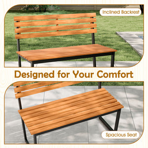 Made of high-quality acacia wood for long-term use<br>Spacious sitting area allows 2 people to enjoy together<br>Cozy to sit with the inclined backrest and spacious seat<br>Strong metal frame with reinforced triangles for steadfast use<br>Adjustable foot 
