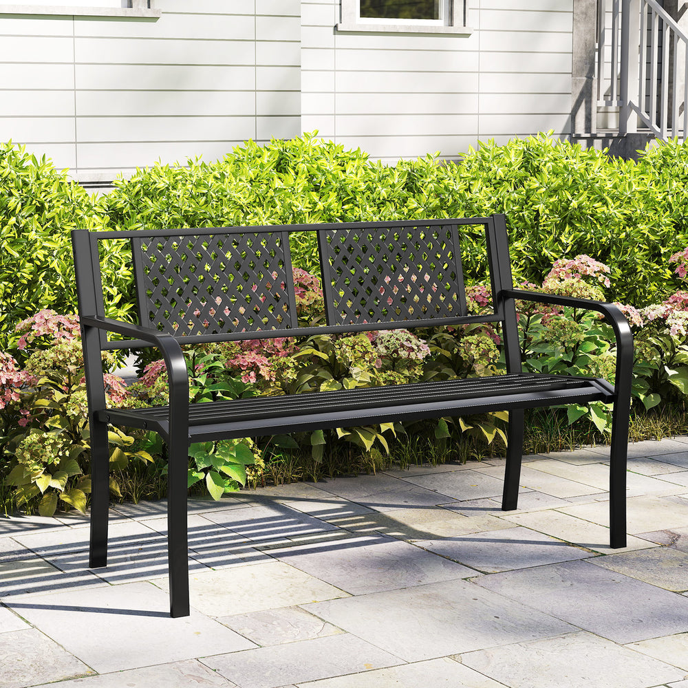 Seat 2-3 thanks to a spacious and ergonomic seat<br>Comfortable backrest and curved armrests for coziness<br>Spray-painted metal ensures a long-lasting service time<br>Heavy-duty construction can support up to 660 lbs<br>Tight connections for enhanced ste