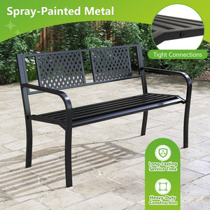 Seat 2-3 thanks to a spacious and ergonomic seat<br>Comfortable backrest and curved armrests for coziness<br>Spray-painted metal ensures a long-lasting service time<br>Heavy-duty construction can support up to 660 lbs<br>Tight connections for enhanced ste