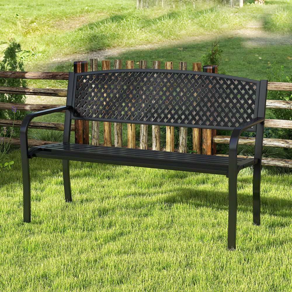 Seat 2-3 thanks to a spacious and ergonomic seat<br>Comfortable backrest and curved armrests for coziness<br>Spray-painted metal ensures a long-lasting service time<br>Heavy-duty construction can support up to 660 lbs<br>Tight connections for enhanced ste
