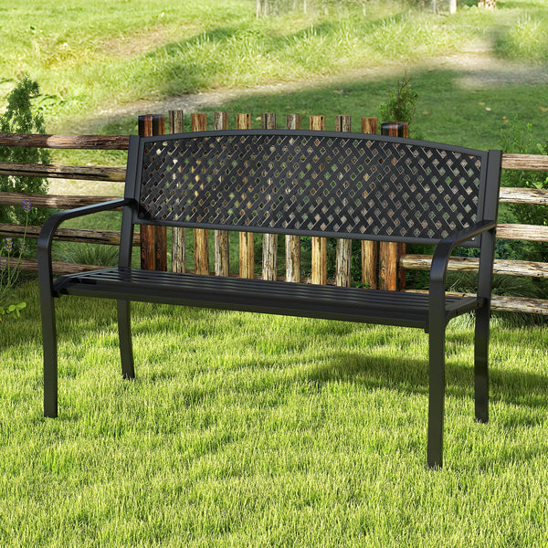 Seat 2-3 thanks to a spacious and ergonomic seat<br>Comfortable backrest and curved armrests for coziness<br>Spray-painted metal ensures a long-lasting service time<br>Heavy-duty construction can support up to 660 lbs<br>Tight connections for enhanced ste