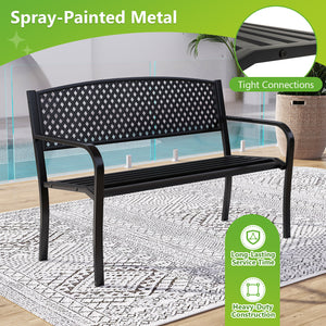 Seat 2-3 thanks to a spacious and ergonomic seat<br>Comfortable backrest and curved armrests for coziness<br>Spray-painted metal ensures a long-lasting service time<br>Heavy-duty construction can support up to 660 lbs<br>Tight connections for enhanced ste