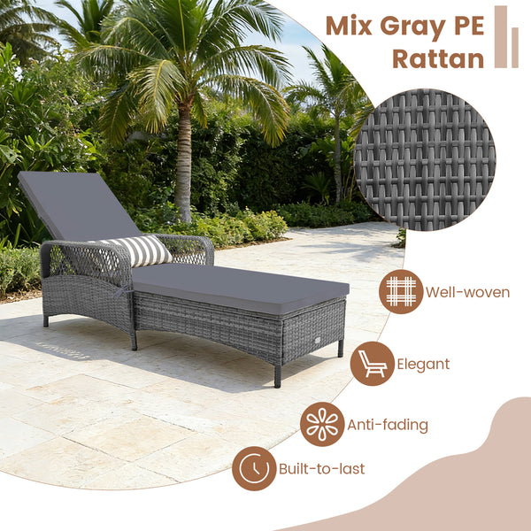 6 backrest positions satisfy your different demands<br>Back bracket for simple adjustmentÂ <br>Heavy-duty metal frame offers strong support<br>Removable waist pillow and seat cushion for more comfort<br>Widened armrests make you relaxed<br>Mix gray PE rat