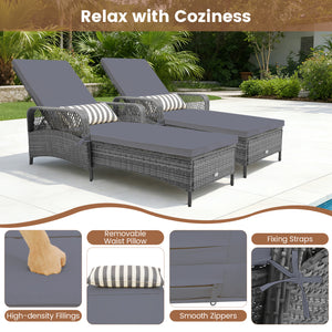 6 backrest positions satisfy your different demands<br>Back bracket for simple adjustmentÂ <br>Heavy-duty metal frame offers strong support<br>Removable waist pillow and seat cushion for more comfort<br>Widened armrests make you relaxed<br>Mix gray PE rat