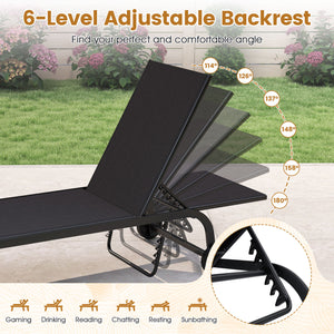 6-level adjustable backrest for you to find your perfect and comfortable angle<br>The mechanism enables gaming (114Â°)  drinking (126Â°) or chatting (148Â°)easily<br>The design permits reading (137Â°)  resting (158Â°) or sunbathing (180Â°) comfortably<br>