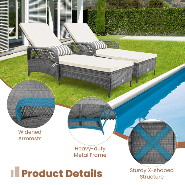 6 backrest positions satisfy your different demands<br>Back bracket for simple adjustmentÂ <br>Heavy-duty metal frame offers strong support<br>Removable waist pillow and seat cushion for more comfort<br>Widened armrests make you relaxed<br>Mix gray PE rat