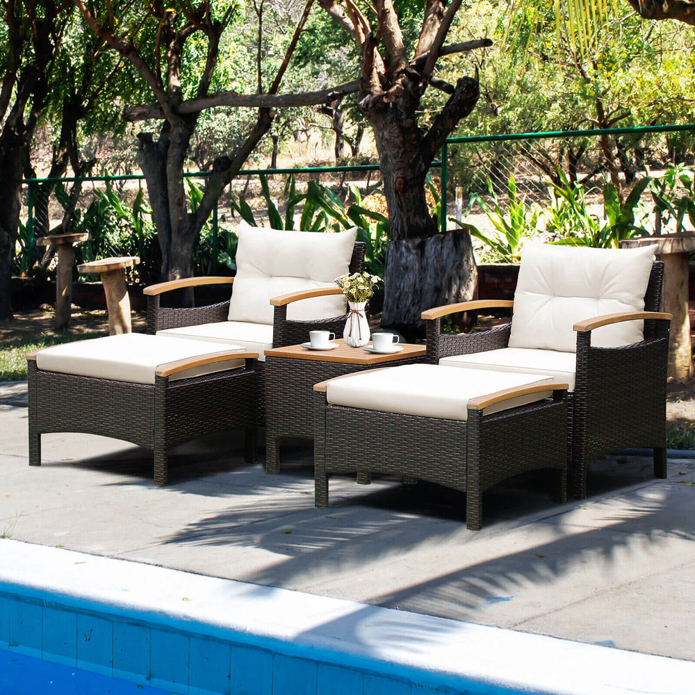 Will be shipped in 2 packages so the arrival time may vary<br>Screw bag for the whole patio set is in box 1<br>Comfortable to sit with the ergonomic armrests<br>Cozy seat and back cushions for more comfort<br>Zipper design makes the seat cushion cover eas