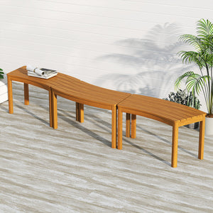 Ensure high hardness and bring natural beauty with solid acacia wood<br>The splinter-free surface provides you with a smooth touch<br>Please regularly oil (not included) the wood surface for optimal maintenance<br>Curved and backless design fits around a 
