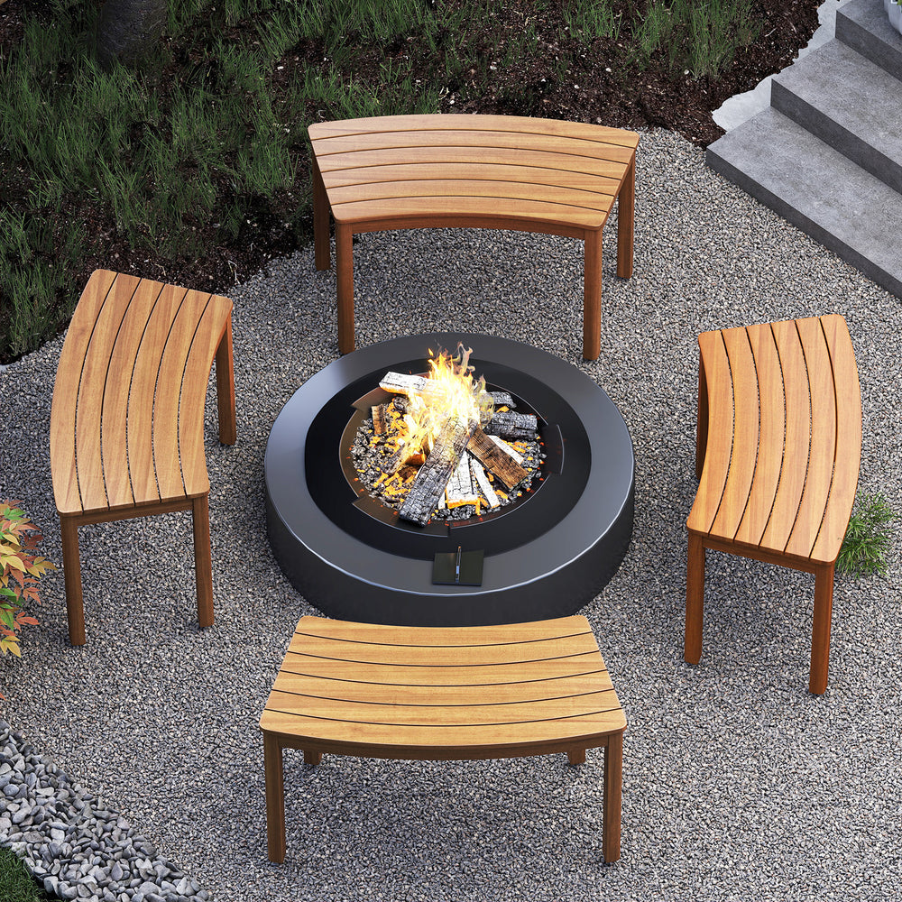 Ensure high hardness and bring natural beauty with solid acacia wood<br>The splinter-free surface provides you with a smooth touch<br>Please regularly oil (not included) the wood surface for optimal maintenance<br>Curved and backless design fits around a 
