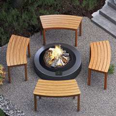 Ensure high hardness and bring natural beauty with solid acacia wood<br>The splinter-free surface provides you with a smooth touch<br>Please regularly oil (not included) the wood surface for optimal maintenance<br>Curved and backless design fits around a 