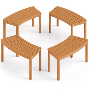 Ensure high hardness and bring natural beauty with solid acacia wood<br>The splinter-free surface provides you with a smooth touch<br>Please regularly oil (not included) the wood surface for optimal maintenance<br>Curved and backless design fits around a 