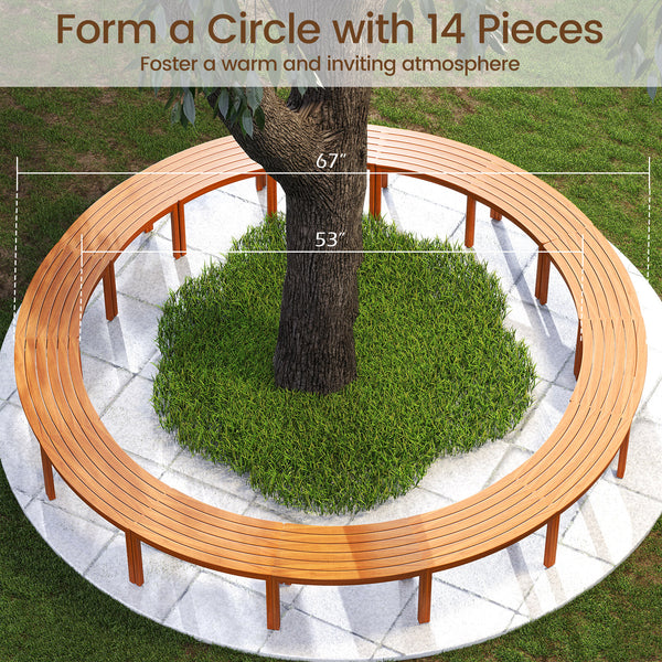 Ensure high hardness and bring natural beauty with solid acacia wood<br>The splinter-free surface provides you with a smooth touch<br>Please regularly oil (not included) the wood surface for optimal maintenance<br>Curved and backless design fits around a 