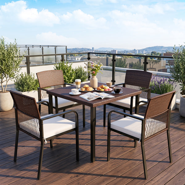 2" thickened cushion with soft sponge padding for cozy sitting<br>Removable and washable zippered cover allows easy cleaning and maintenance<br>Premium hand-woven PE rattan for sun-protective and wear-resistant use<br>Powder-coated metal frame supporting 