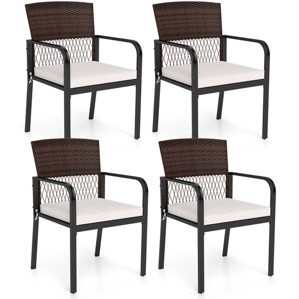 2" thickened cushion with soft sponge padding for cozy sitting<br>Removable and washable zippered cover allows easy cleaning and maintenance<br>Premium hand-woven PE rattan for sun-protective and wear-resistant use<br>Powder-coated metal frame supporting 