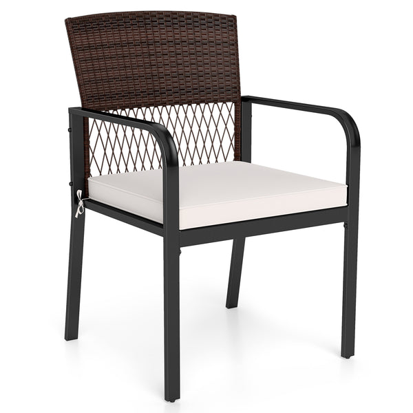 2" thickened cushion with soft sponge padding for cozy sitting<br>Removable and washable zippered cover allows easy cleaning and maintenance<br>Premium hand-woven PE rattan for sun-protective and wear-resistant use<br>Powder-coated metal frame supporting 