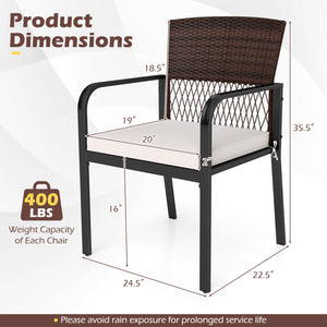 2" thickened cushion with soft sponge padding for cozy sitting<br>Removable and washable zippered cover allows easy cleaning and maintenance<br>Premium hand-woven PE rattan for sun-protective and wear-resistant use<br>Powder-coated metal frame supporting 