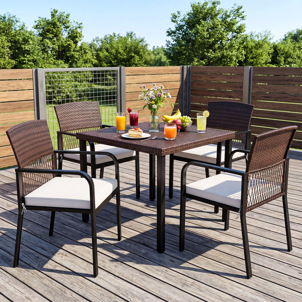 2" thickened cushion with soft sponge padding for cozy sitting<br>Removable and washable zippered cover allows easy cleaning and maintenance<br>Premium hand-woven PE rattan for sun-protective and wear-resistant use<br>Powder-coated metal frame supporting 